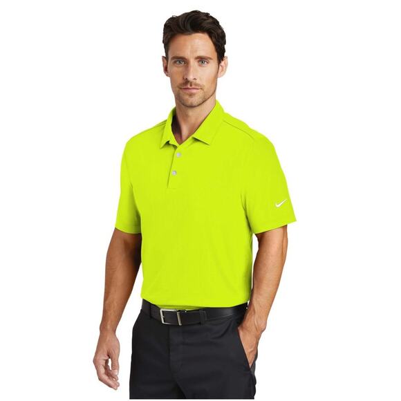 Nike Polo‎ Shirt Mens L Highlighter Yellow Vertical Mesh DriFit Golf Performance - Picture 1 of 9